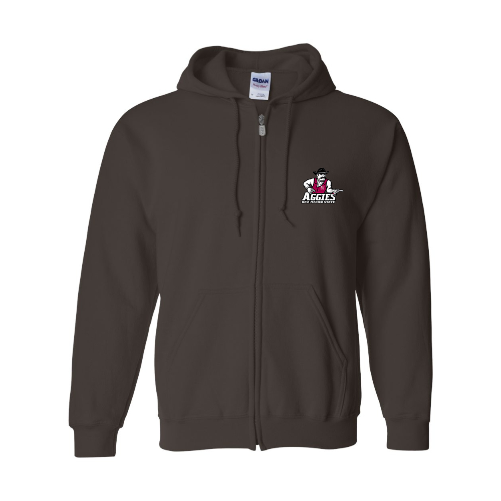 Men's Aggies New Mexico State Logo Gildan  Heavy Blend Full Zip Hooded Sweatshirt
