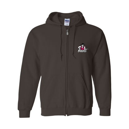 Men's Aggies New Mexico State Logo Gildan  Heavy Blend Full Zip Hooded Sweatshirt