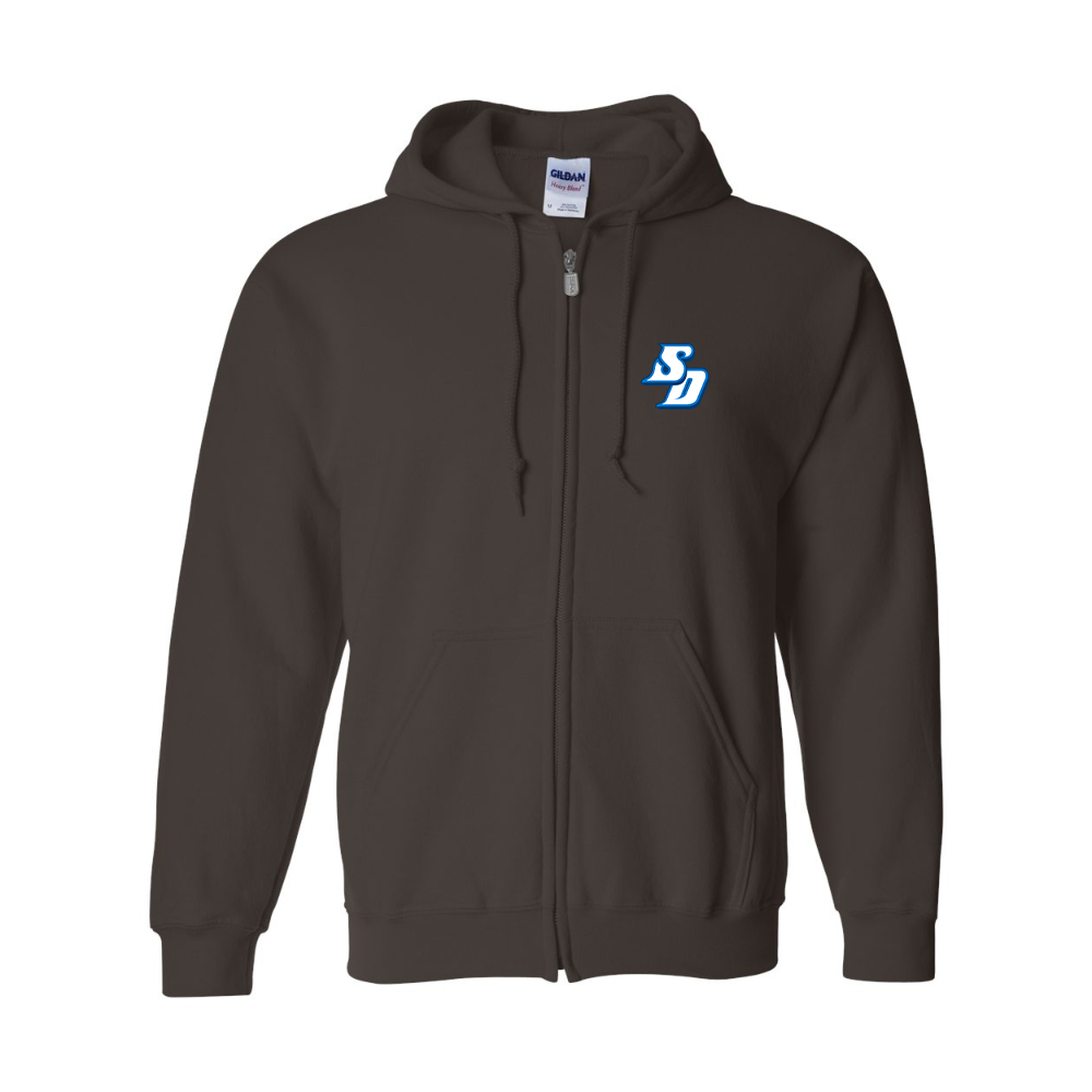 Men's San Diego Toreros Logo Gildan  Heavy Blend Full Zip Hooded Sweatshirt