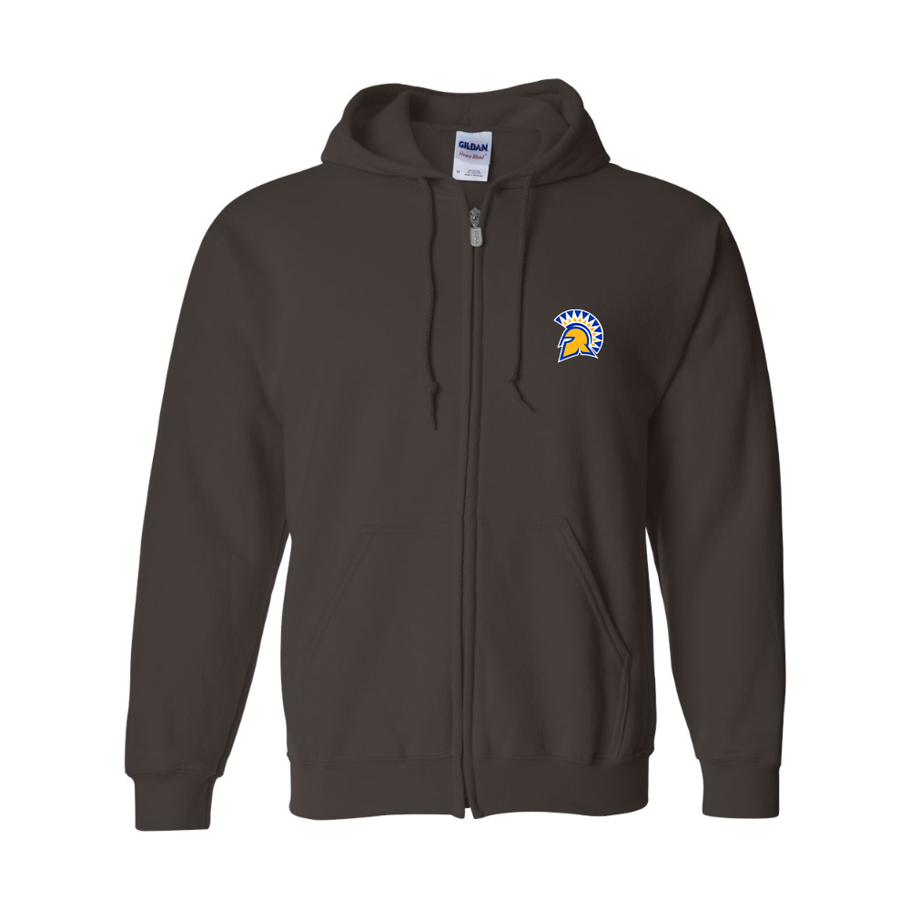 Men's San Jose State Spartans Logo Gildan  Heavy Blend Full Zip Hooded Sweatshirt