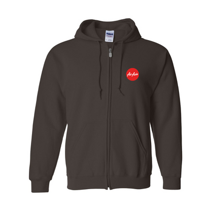 Men's Air Asia Logo Gildan  Heavy Blend Full Zip Hooded Sweatshirt
