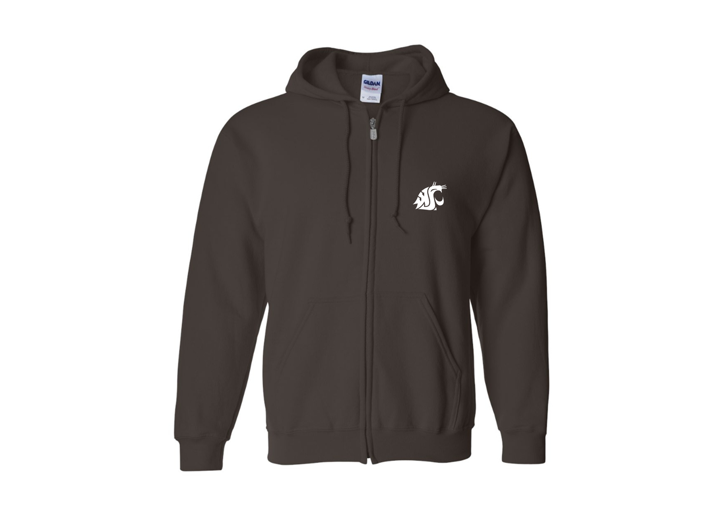 Men's Washington State Cougars Gildan  Heavy Blend Full Zip Hooded Sweatshirt