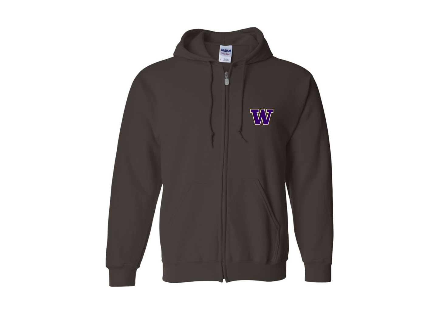 Men's Washington Huskies Gildan  Heavy Blend Full Zip Hooded Sweatshirt