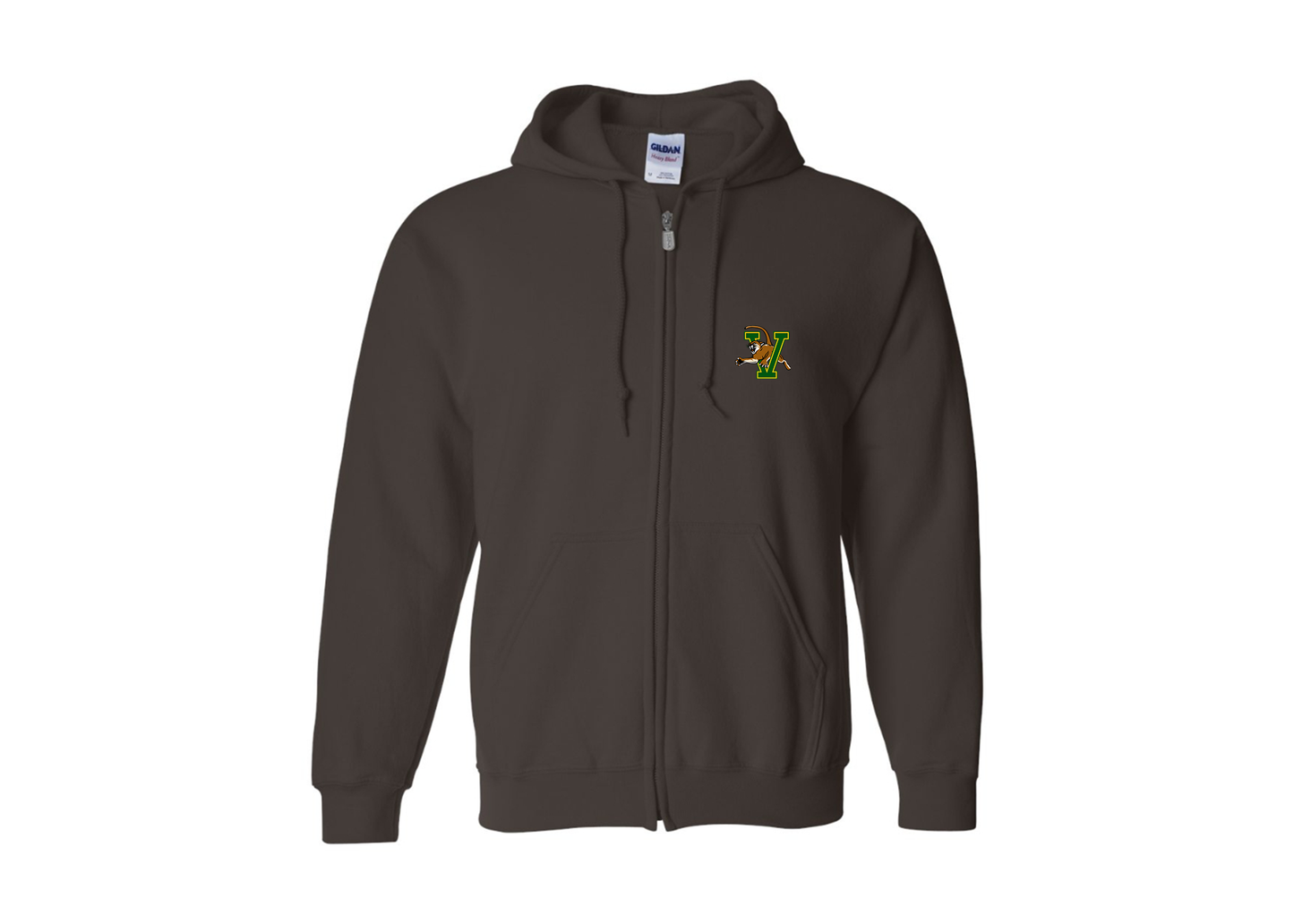 Men's Vermont Catamounts Gildan  Heavy Blend Full Zip Hooded Sweatshirt