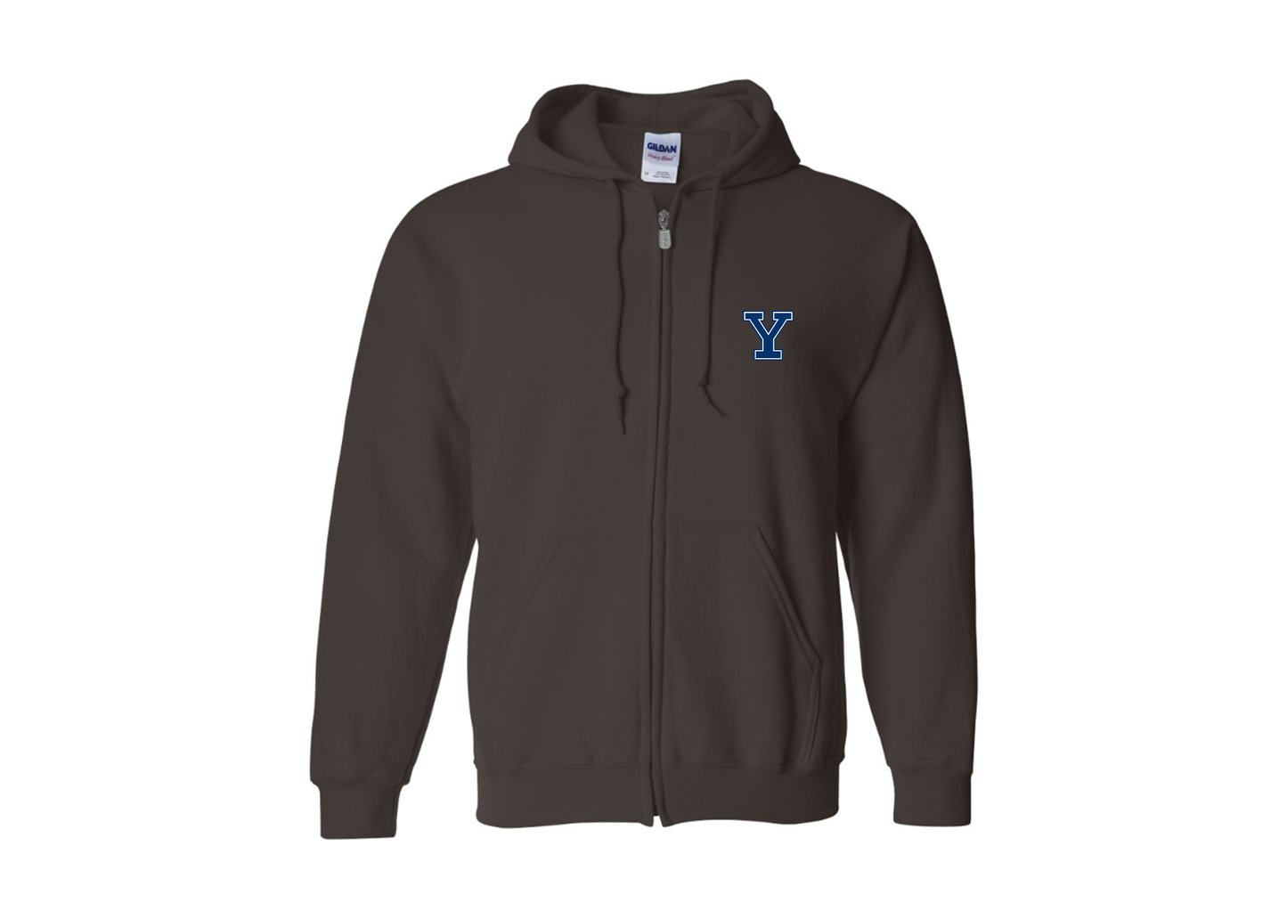 Men's Yale Bulldogs Gildan  Heavy Blend Full Zip Hooded Sweatshirt