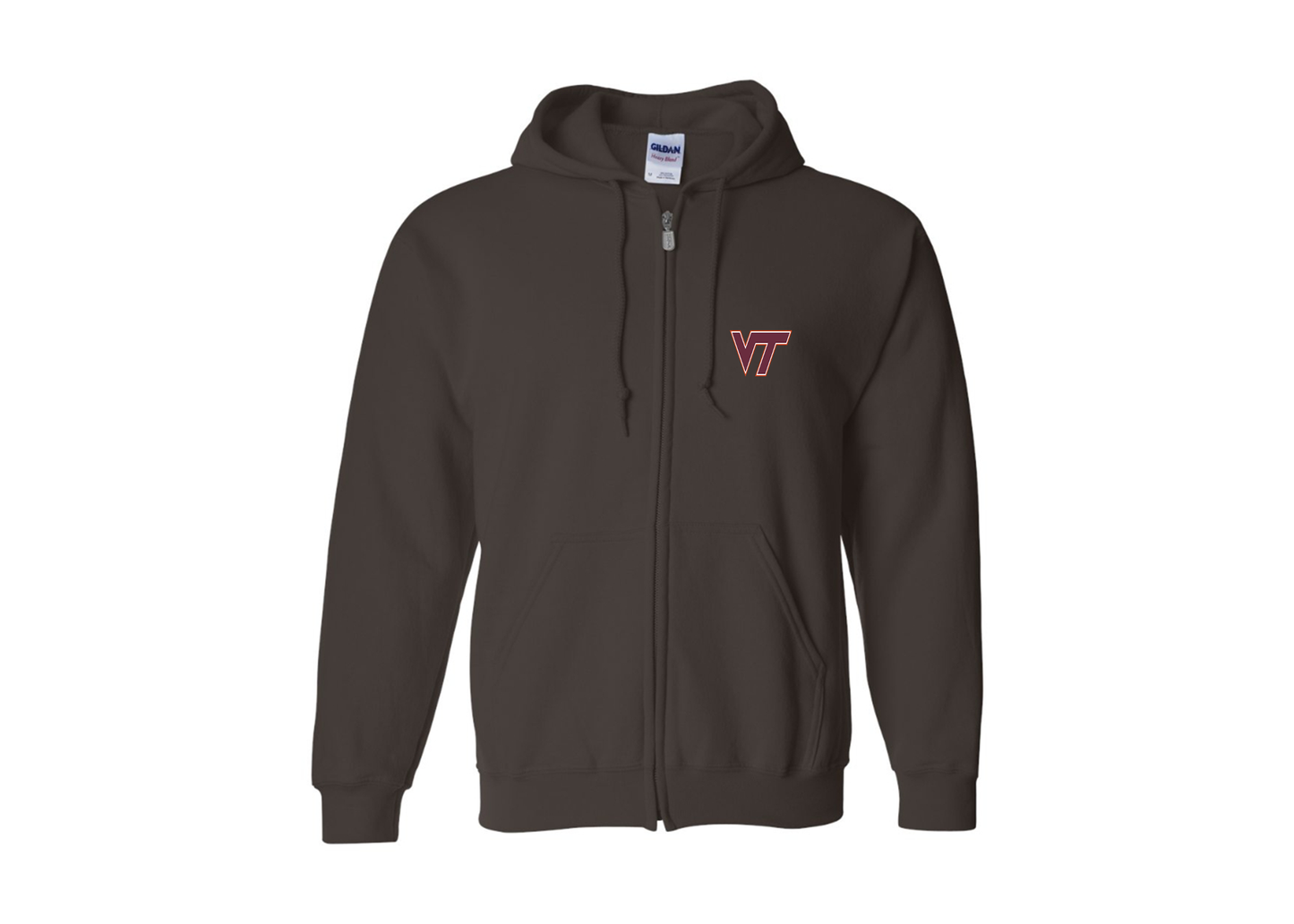Men's Virginia Tech Hokies Gildan Heavy Blend Full Zip Hooded Sweatshirt