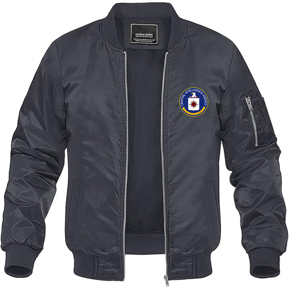 Men's CIA Logo Lightweight Bomber Jacket Windbreaker Softshell Varsity Jacket Coat