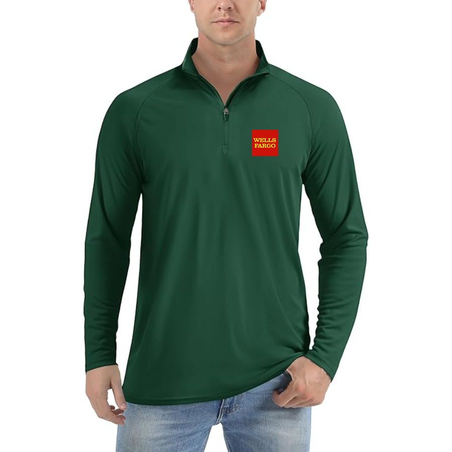 Men's Wells Fargo Logo Lightweight Quarter-Zip Athletic Shirt Long Sleeve Performance Wear