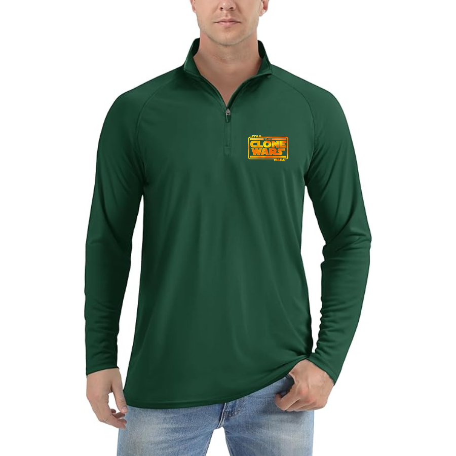 Men's The Clone wars Logo Lightweight Quarter-Zip Athletic Shirt Long Sleeve Performance Wear