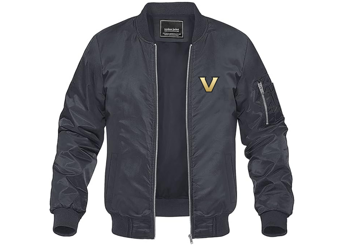 Men's Vanderbilt Commodores Lightweight Bomber Jacket Windbreaker Softshell Varsity Jacket Coat