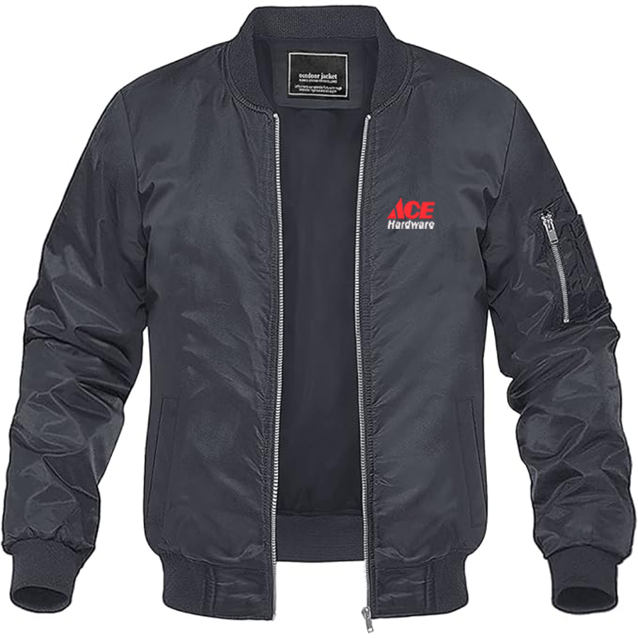 Men's ACE Hardware Logo Lightweight Bomber Jacket Windbreaker Softshell Varsity Jacket Coat