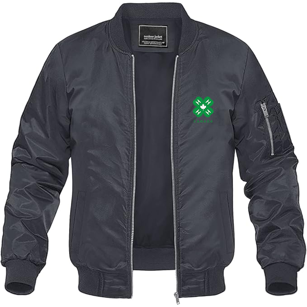Men's 4H Canada Logo Lightweight Bomber Jacket Windbreaker Softshell Varsity Jacket Coat