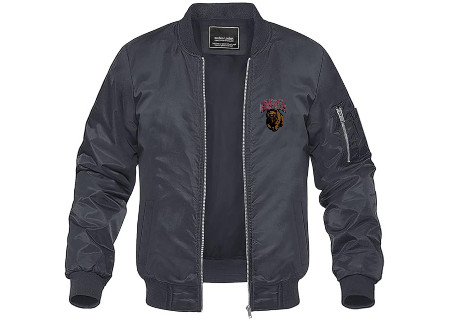 Men's Montana Grizzliesl Lightweight Bomber Jacket Windbreaker Softshell Varsity Jacket Coat
