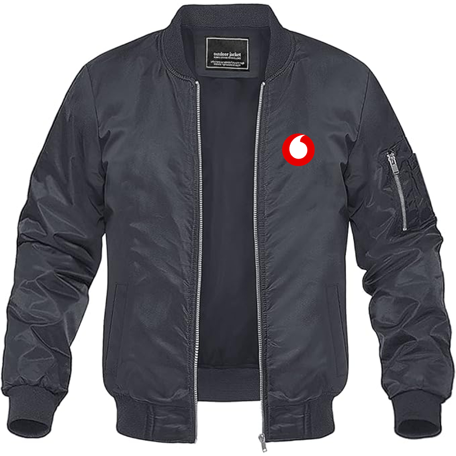 Men's Vodafone Logo Lightweight Bomber Jacket Windbreaker Softshell Varsity Jacket Coat