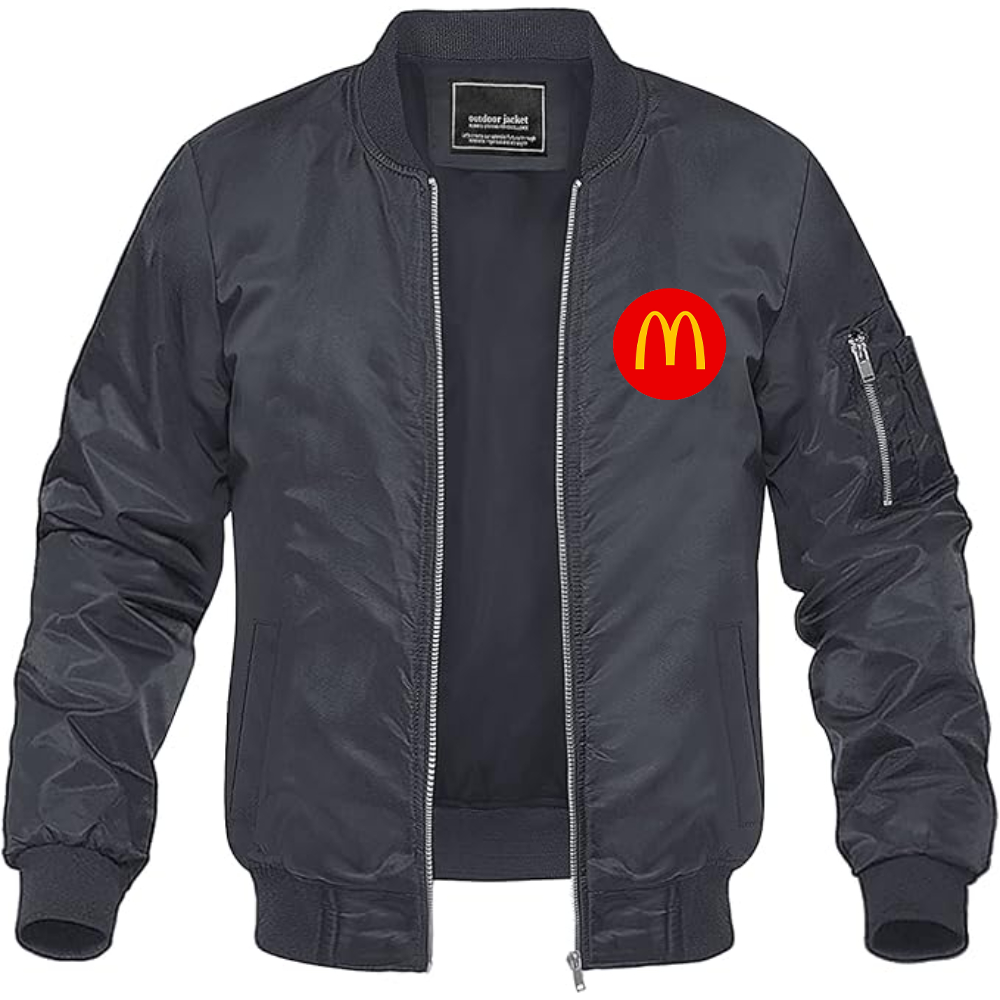 Men's McDonalds  Logo Lightweight Bomber Jacket Windbreaker Softshell Varsity Jacket Coat