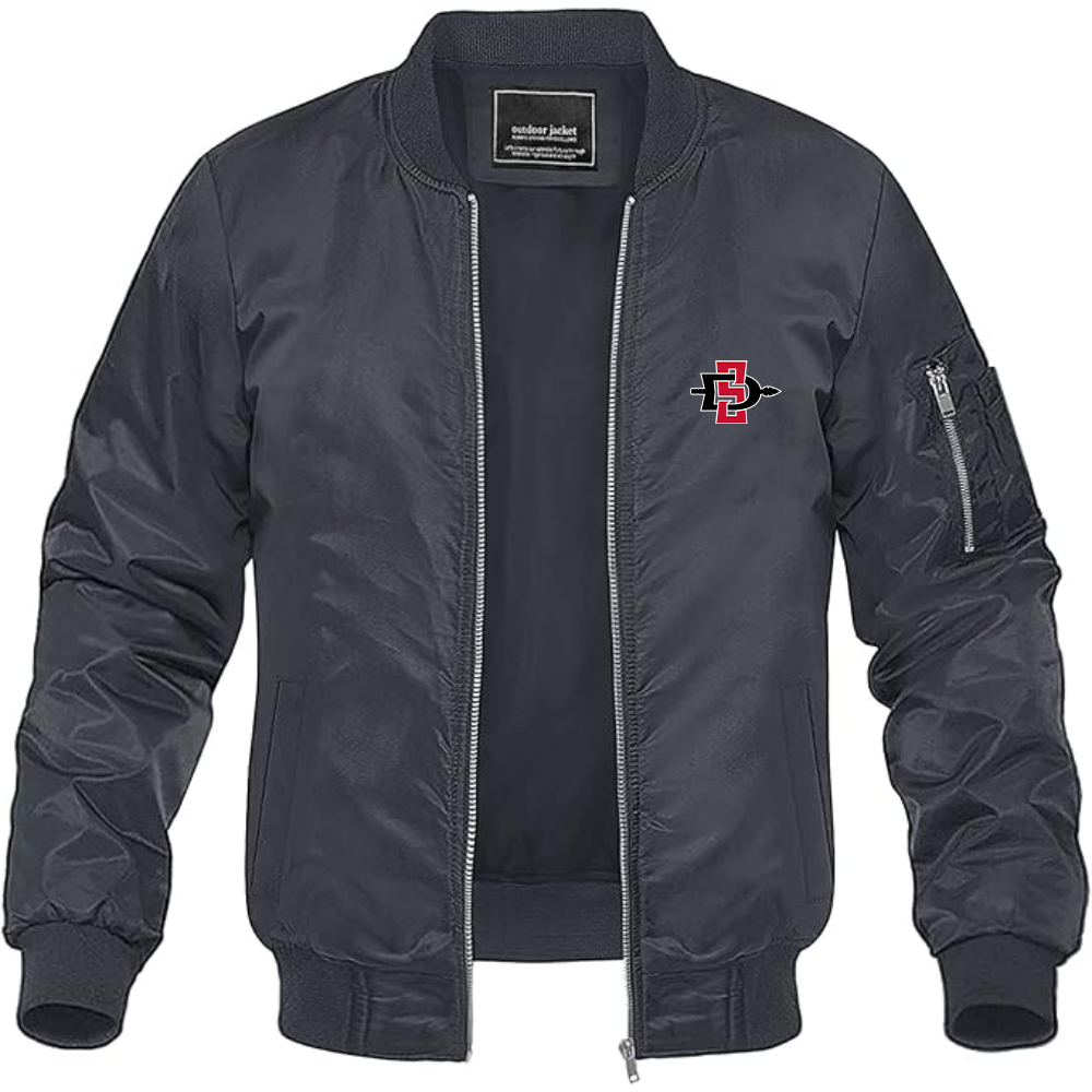 Men's San Diego State Aztecs Logo Lightweight Bomber Jacket Windbreaker Softshell Varsity Jacket Coat