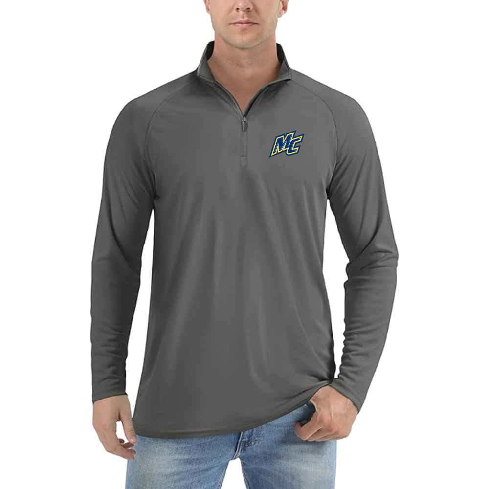 Men's Merrimack Warriors Logo Lightweight Quarter-Zip Athletic Shirt Long Sleeve Performance Wear