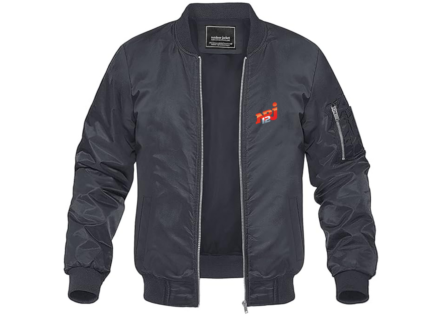 Men's NRJ 12 Logo Lightweight Bomber Jacket Windbreaker Softshell Varsity Jacket Coat