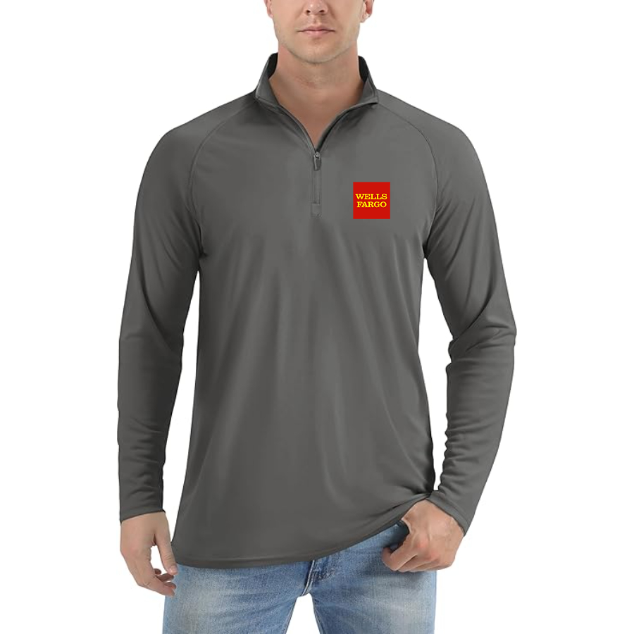 Men's Wells Fargo Logo Lightweight Quarter-Zip Athletic Shirt Long Sleeve Performance Wear