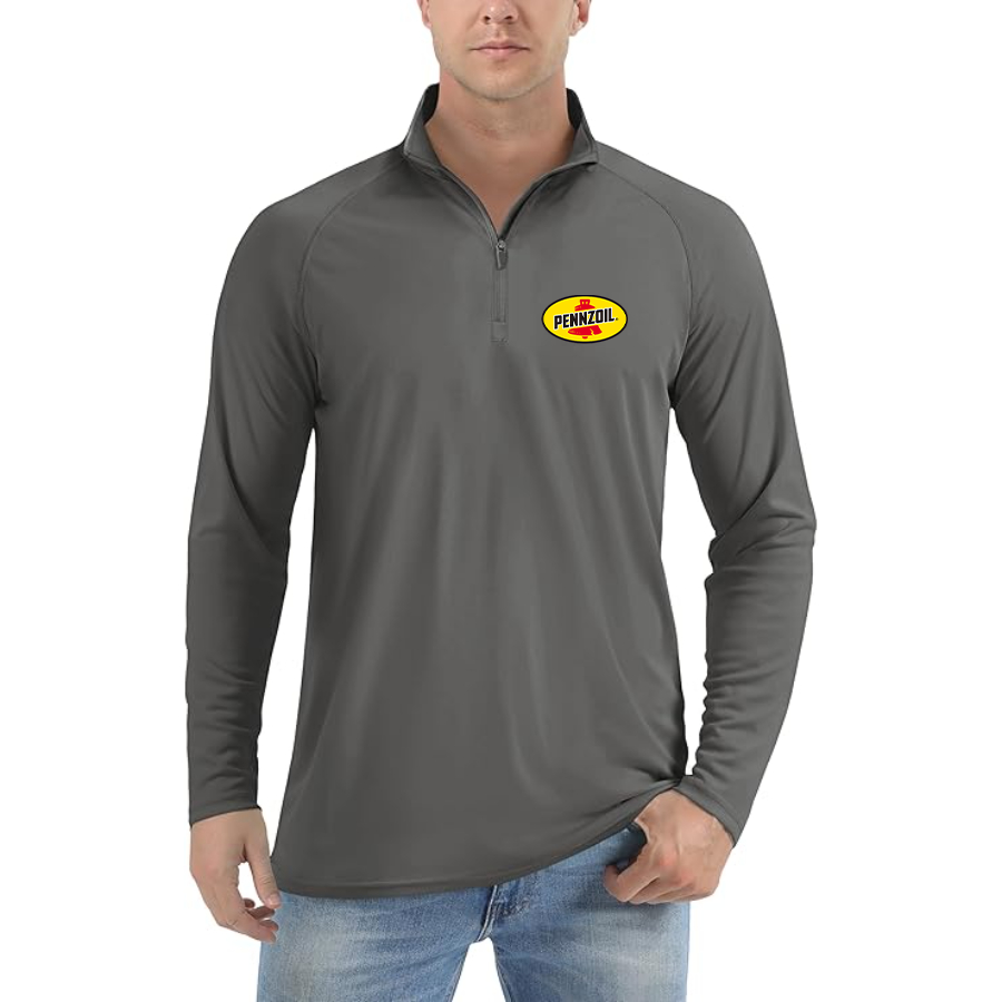 Men's Pennzoil Logo Lightweight Quarter-Zip Athletic Shirt Long Sleeve Performance Wear