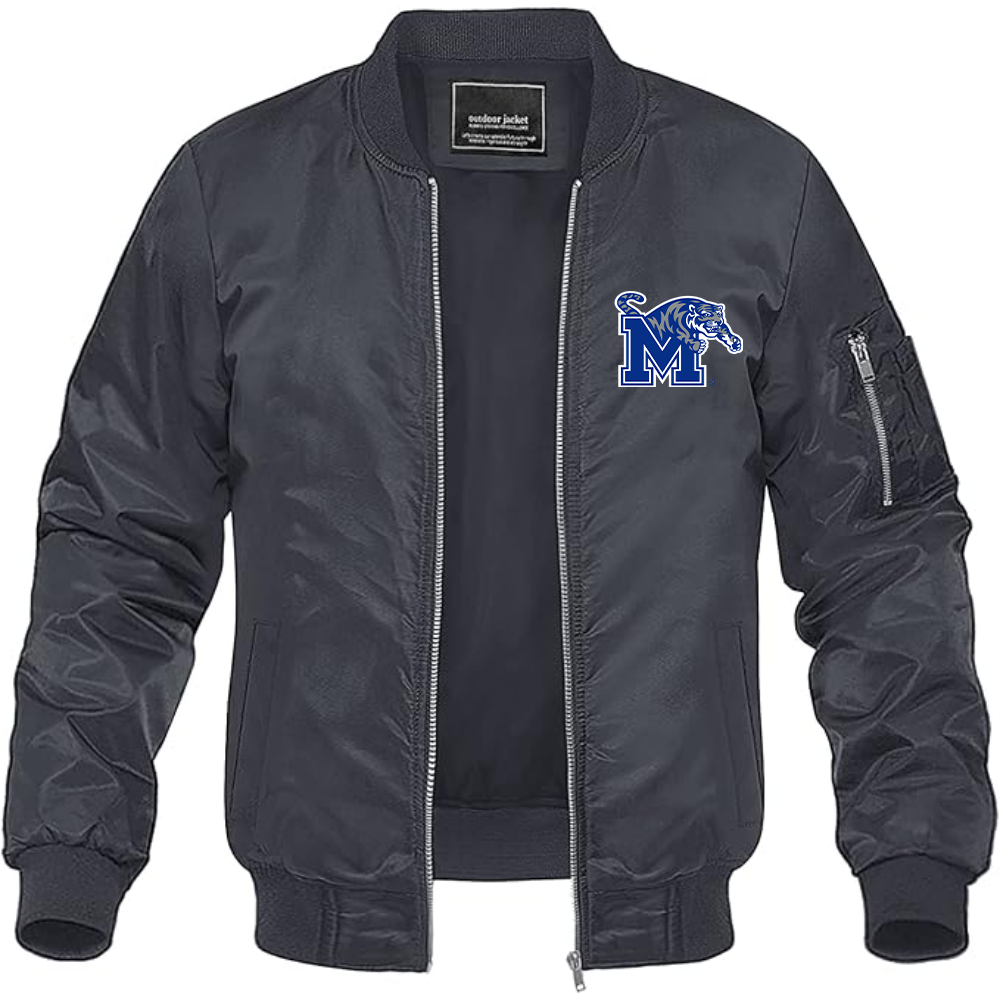 Men's Memphis Tigers Logo Lightweight Bomber Jacket Windbreaker Softshell Varsity Jacket Coat