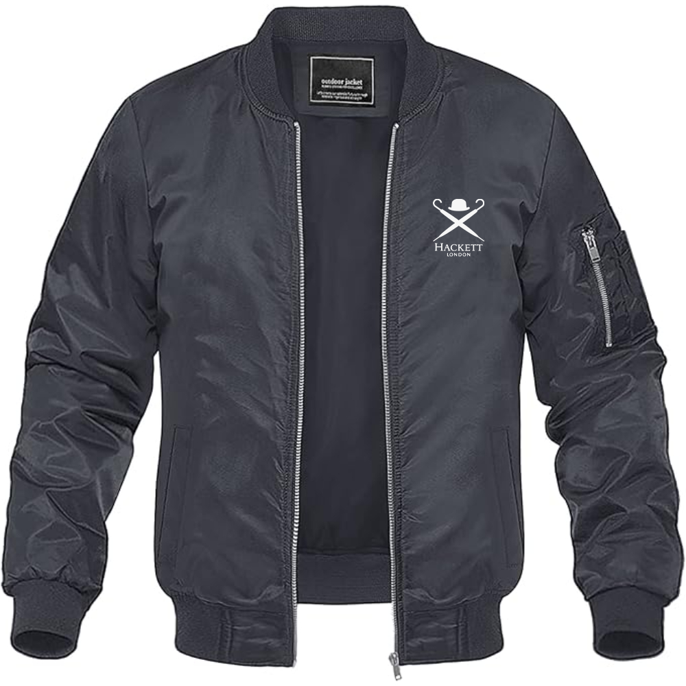 Men's Hackett London Logo Lightweight Bomber Jacket Windbreaker Softshell Varsity Jacket Coat