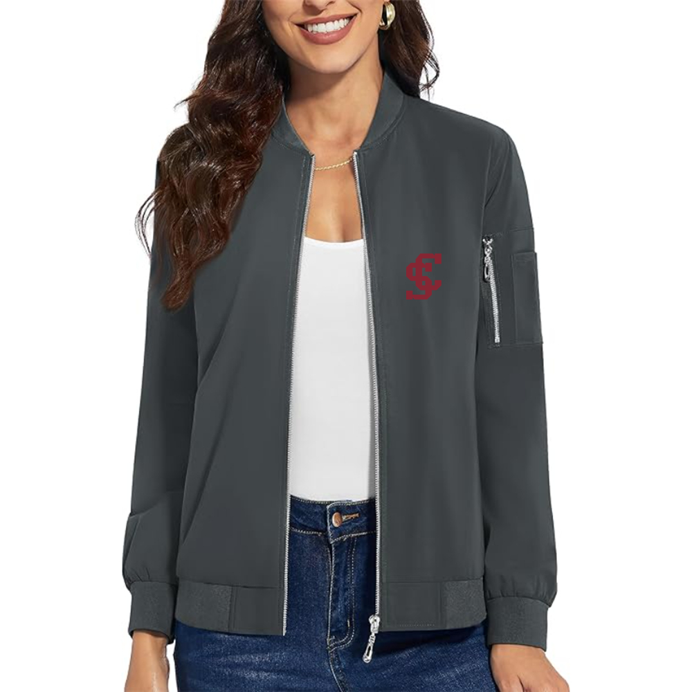 Women's Santa Clara Broncos Logo Premium Bomber Jacket with Polished Detailing and Functional Sleeve Pocket Modern Luxury Outerwear