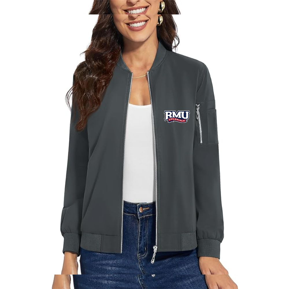 Women's Robert Morris Colonials Logo  Premium Bomber Jacket with Polished Detailing and Functional Sleeve Pocket Modern Luxury Outerwear
