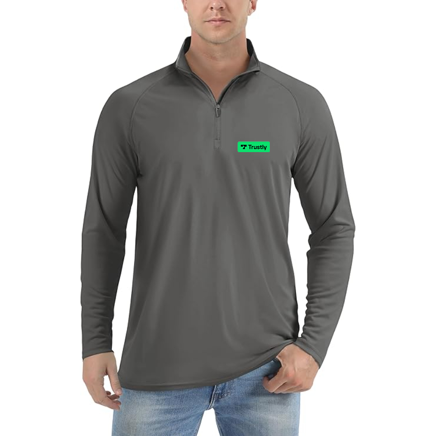 Men's Trustly Horizontal Logo Lightweight Quarter-Zip Athletic Shirt Long Sleeve Performance Wear