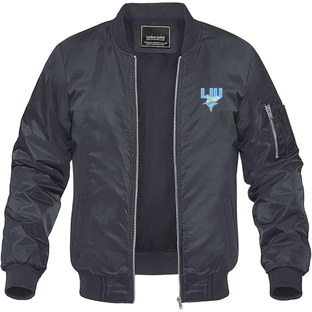 Men's LIU Brooklyn Blackbirds Logo Lightweight Bomber Jacket Windbreaker Softshell Varsity Jacket Coat