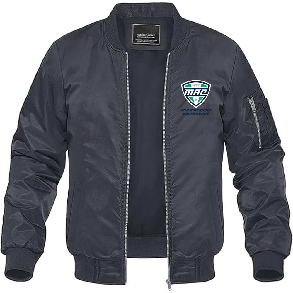 Men's Mid American Conference Logo Lightweight Bomber Jacket Windbreaker Softshell Varsity Jacket Coat