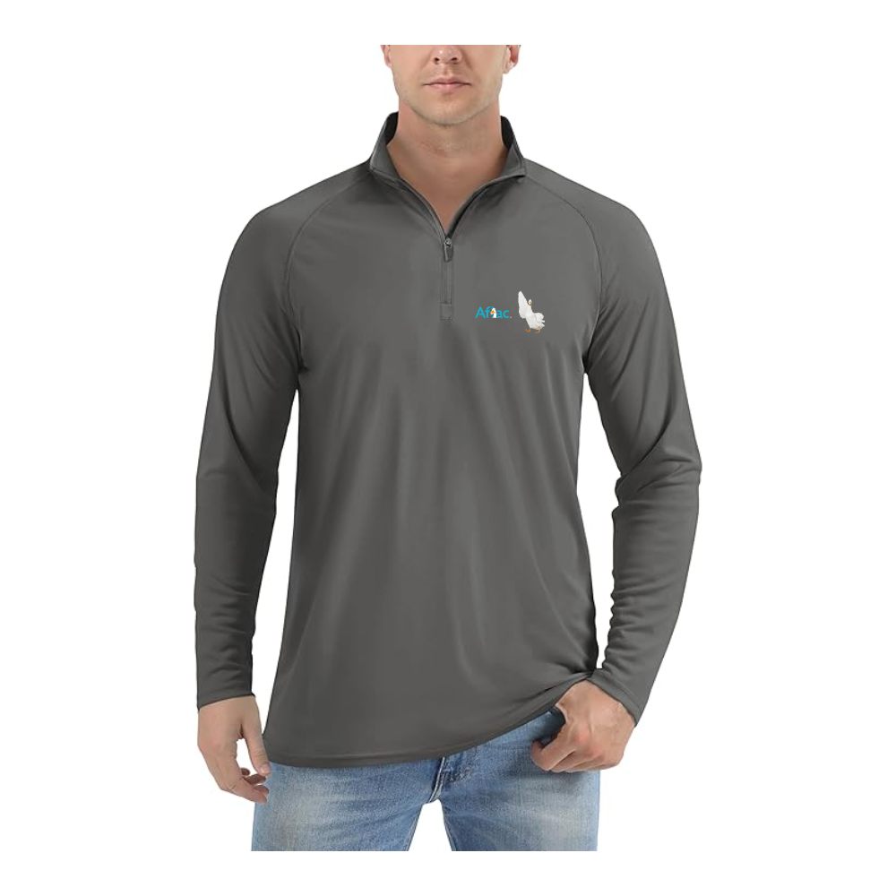 Men's Aflac Logo and Duck Lightweight Quarter-Zip Athletic Shirt Long Sleeve Performance Wear