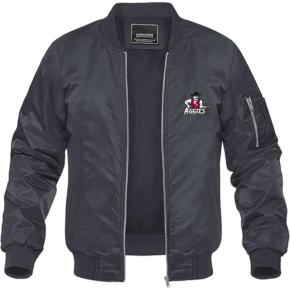 Men's Aggies New Mexico State Logo Lightweight Bomber Jacket Windbreaker Softshell Varsity Jacket Coat