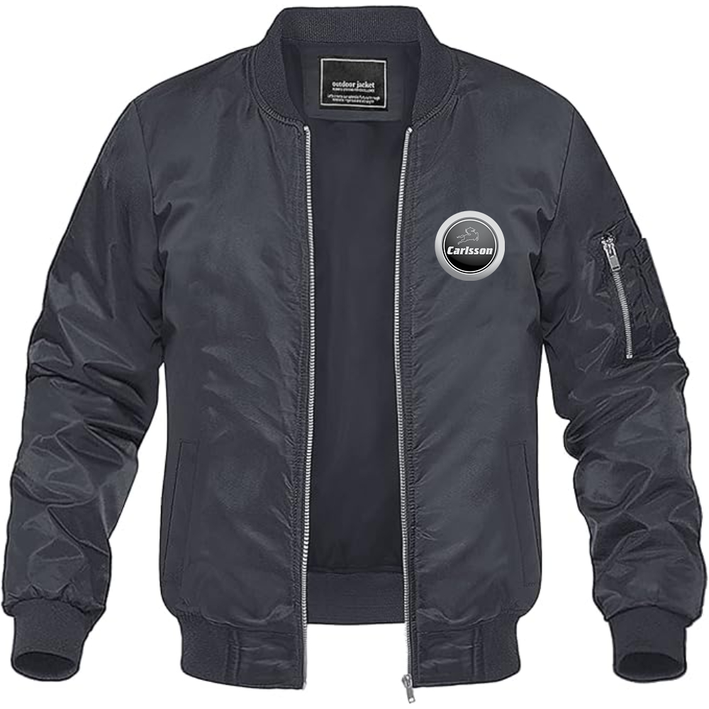 Men's Carlsson Logo Lightweight Bomber Jacket Windbreaker Softshell Varsity Jacket Coat