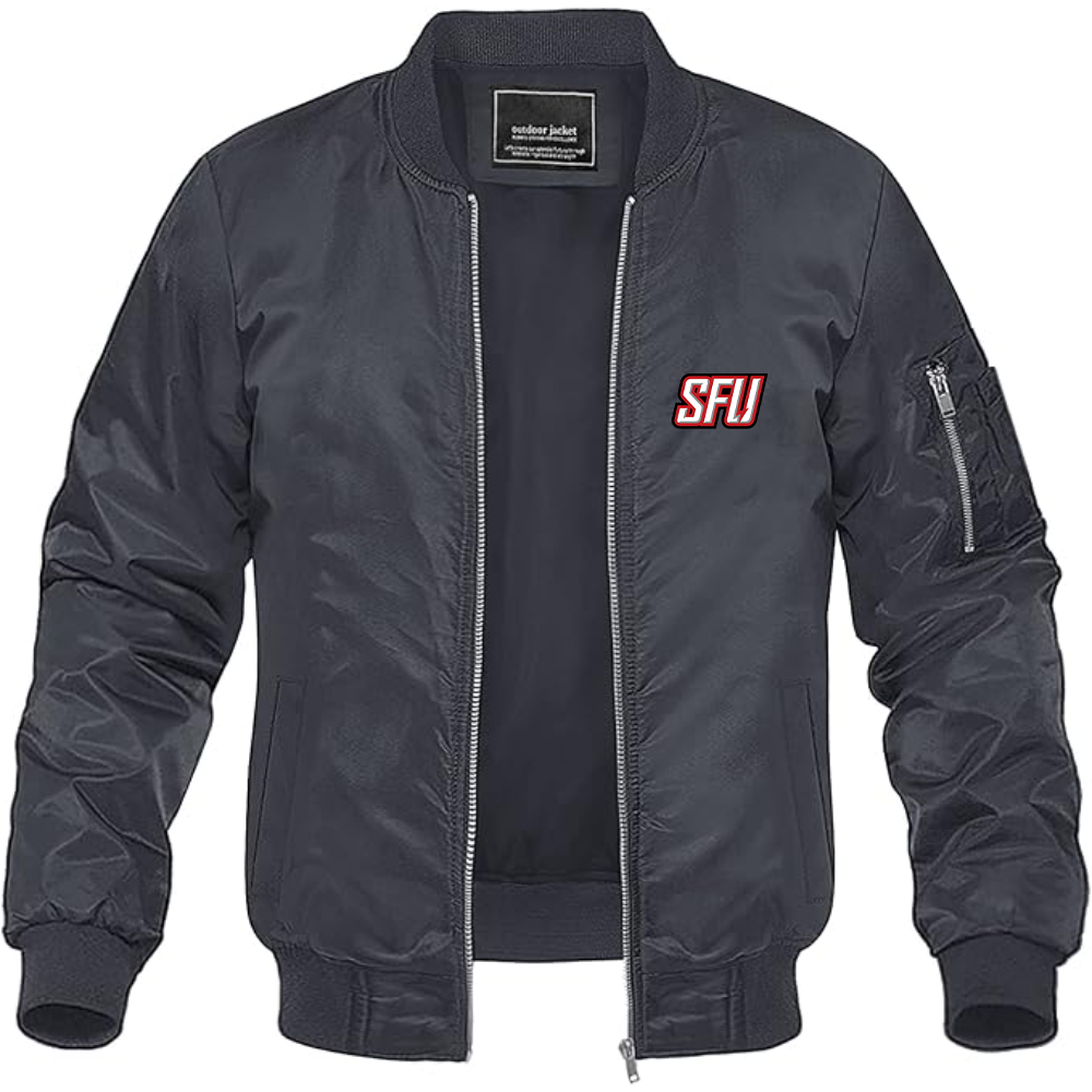 Men's Saint Francis Red Flash Logo Lightweight Bomber Jacket Windbreaker Softshell Varsity Jacket Coat