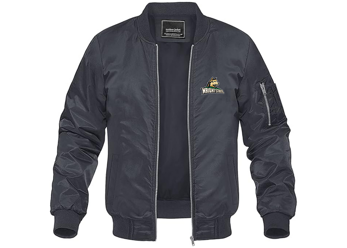 Men's Wright State Raiders Lightweight Bomber Jacket Windbreaker Softshell Varsity Jacket Coat