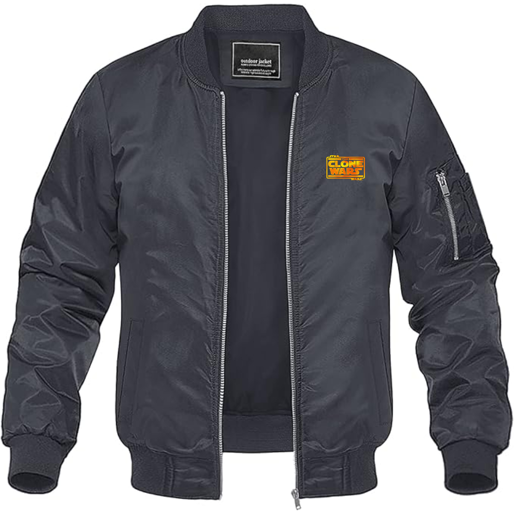 Men's The Clone wars Logo Lightweight Bomber Jacket Windbreaker Softshell Varsity Jacket Coat