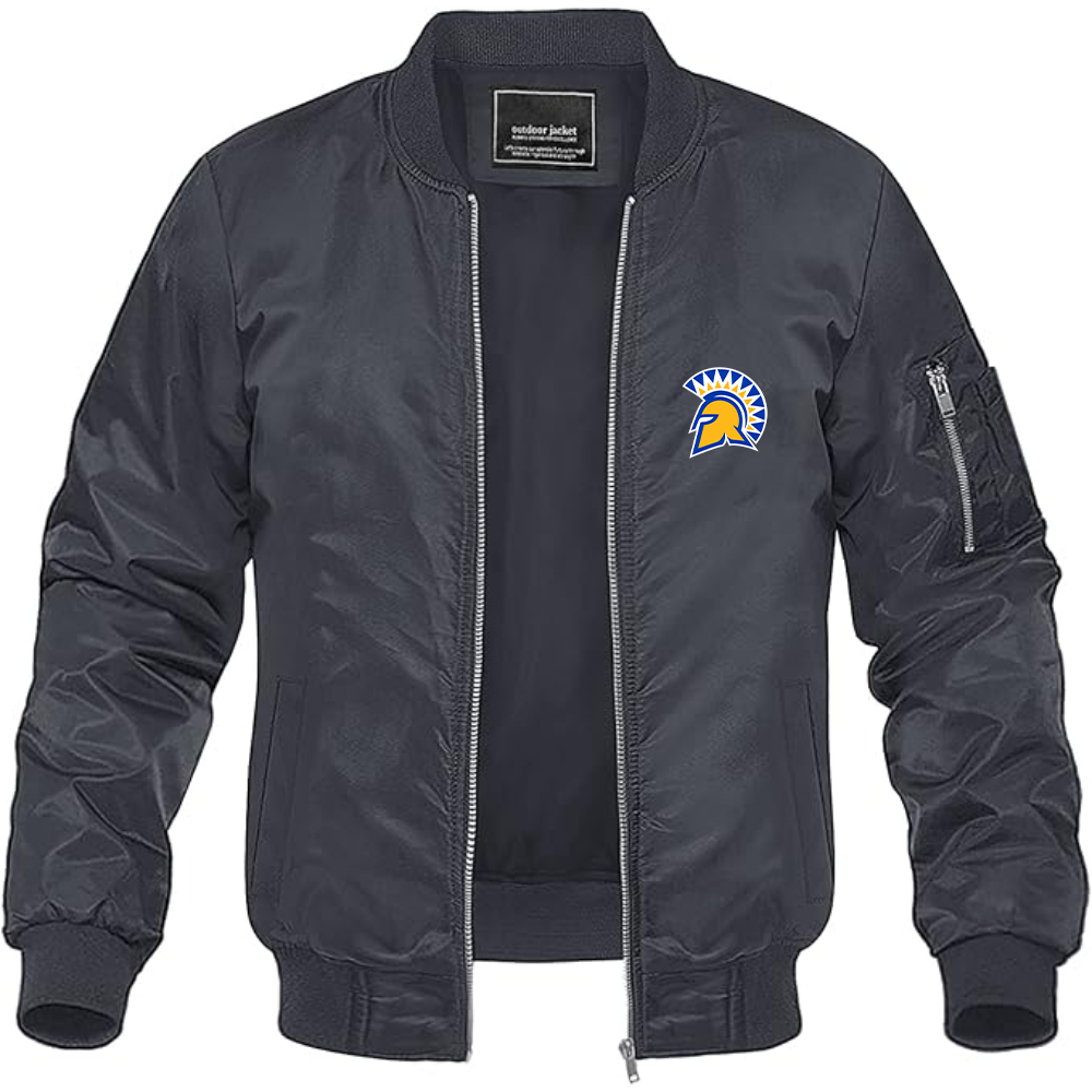 Men's San Jose State Spartans Logo Lightweight Bomber Jacket Windbreaker Softshell Varsity Jacket Coat