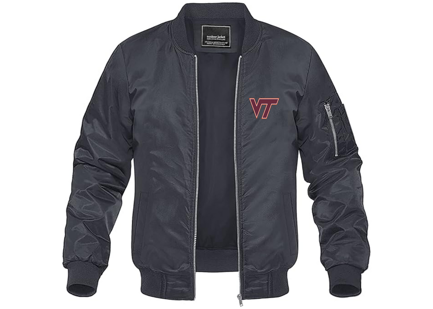 Men's Virginia Tech Hokies Lightweight Bomber Jacket Windbreaker Softshell Varsity Jacket Coat
