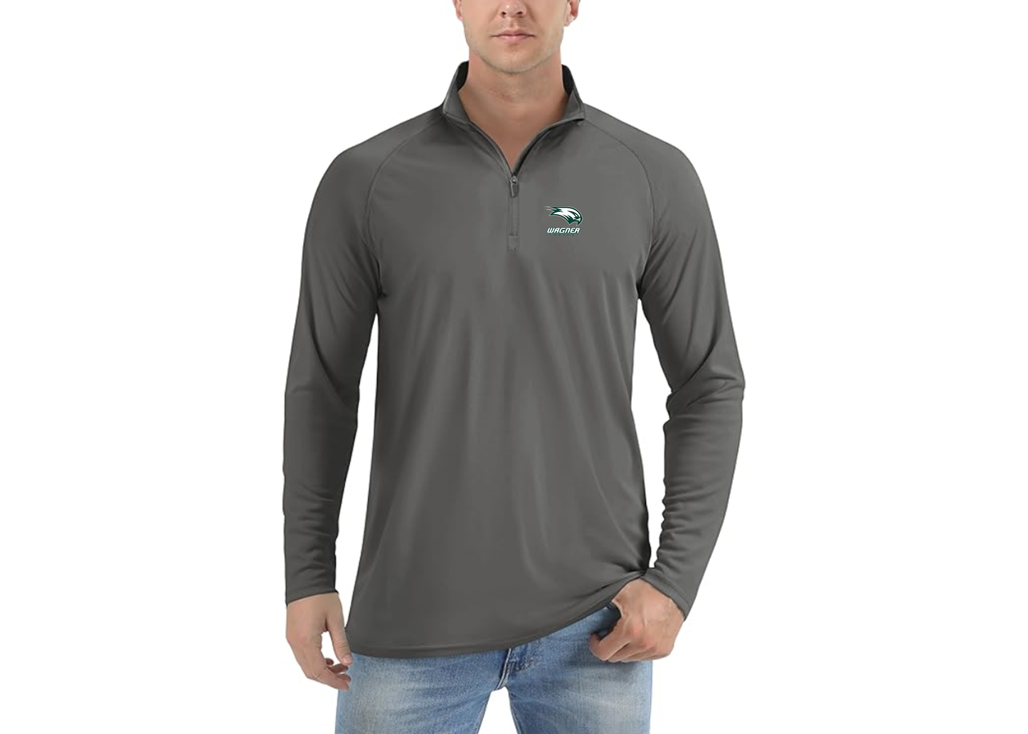 Men's Wagner Seahawks Lightweight Quarter-Zip Athletic Shirt Long Sleeve Performance Wear