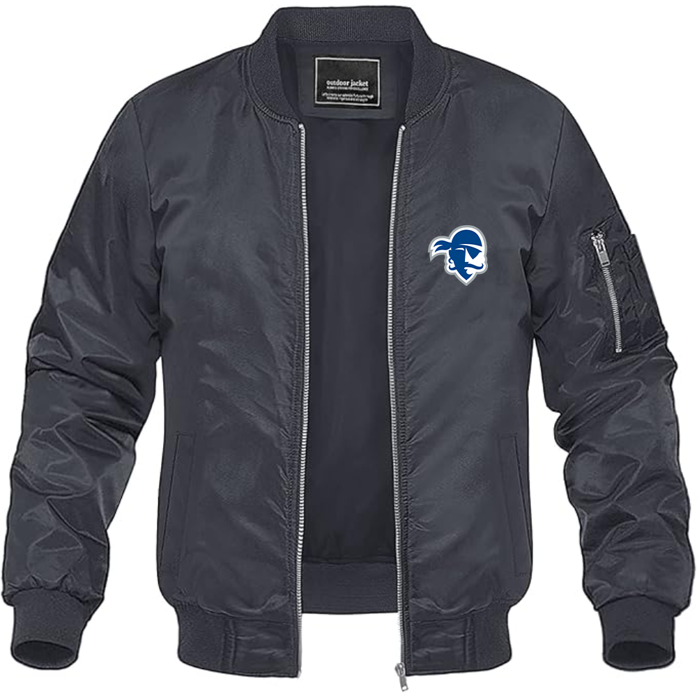 Men's Seton Hall Pirates Logo Lightweight Bomber Jacket Windbreaker Softshell Varsity Jacket Coat
