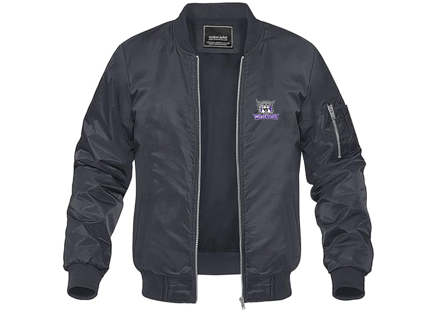 Men's Weber State Wildcats Lightweight Bomber Jacket Windbreaker Softshell Varsity Jacket Coat