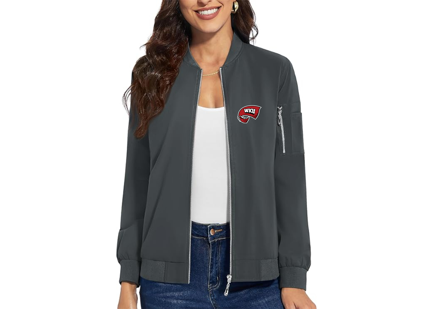 Women's Western Kentucky Hilltoppers Premium Bomber Jacket with Polished Detailing and Functional Sleeve Pocket Modern Luxury Outerwear