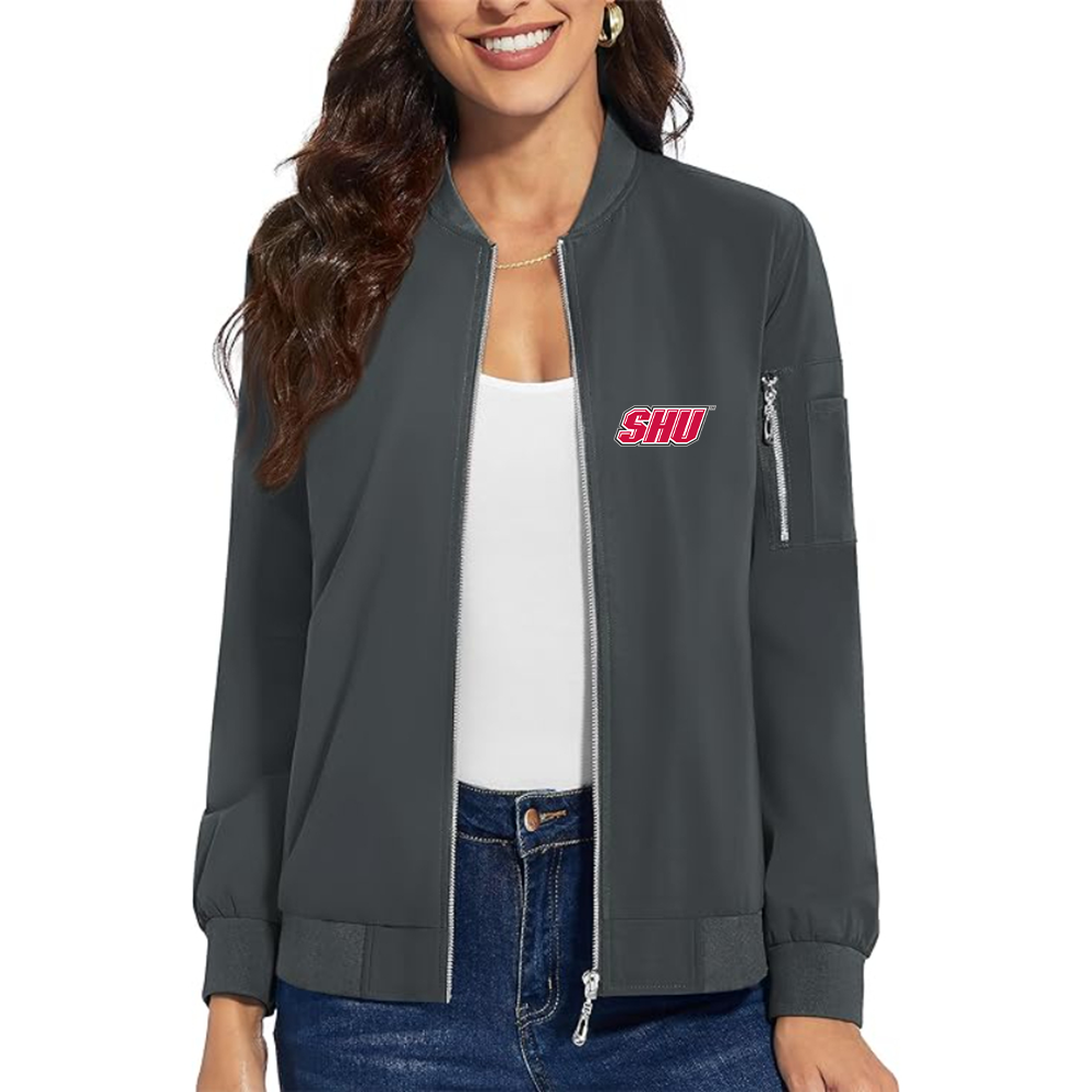 Women's Sacred Heart Pioneers Logo  Premium Bomber Jacket with Polished Detailing and Functional Sleeve Pocket Modern Luxury Outerwear