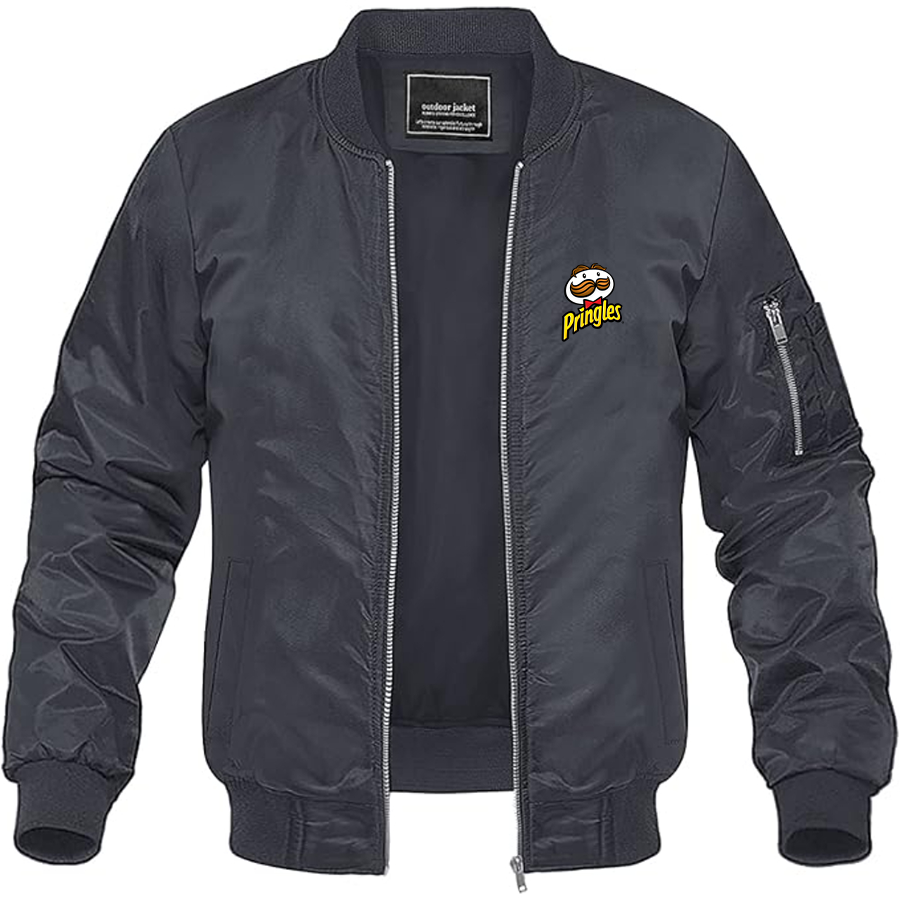 Men's Pringles Logo Lightweight Bomber Jacket Windbreaker Softshell Varsity Jacket Coat