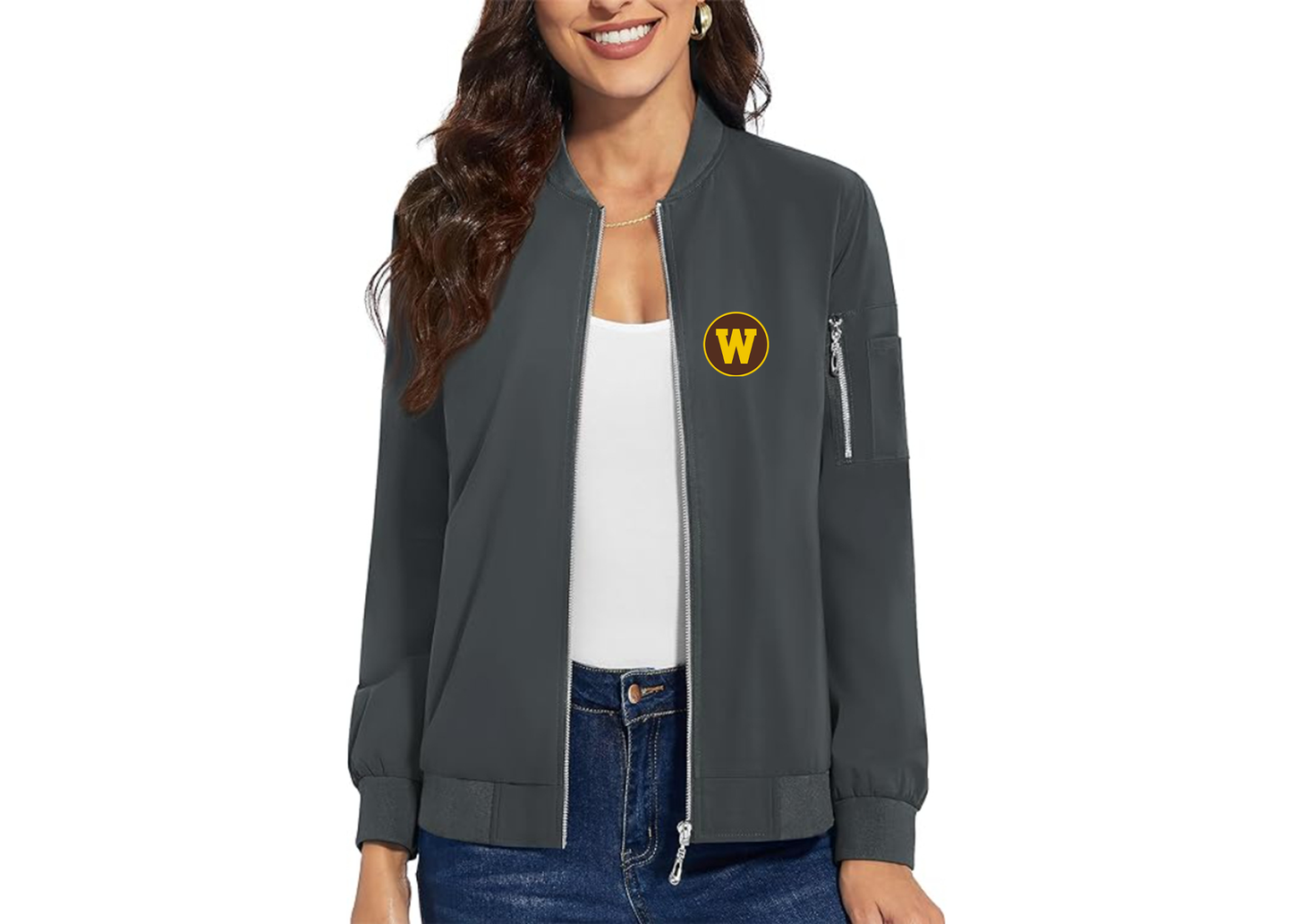 Women's Western Michigan Broncos Premium Bomber Jacket with Polished Detailing and Functional Sleeve Pocket Modern Luxury Outerwear
