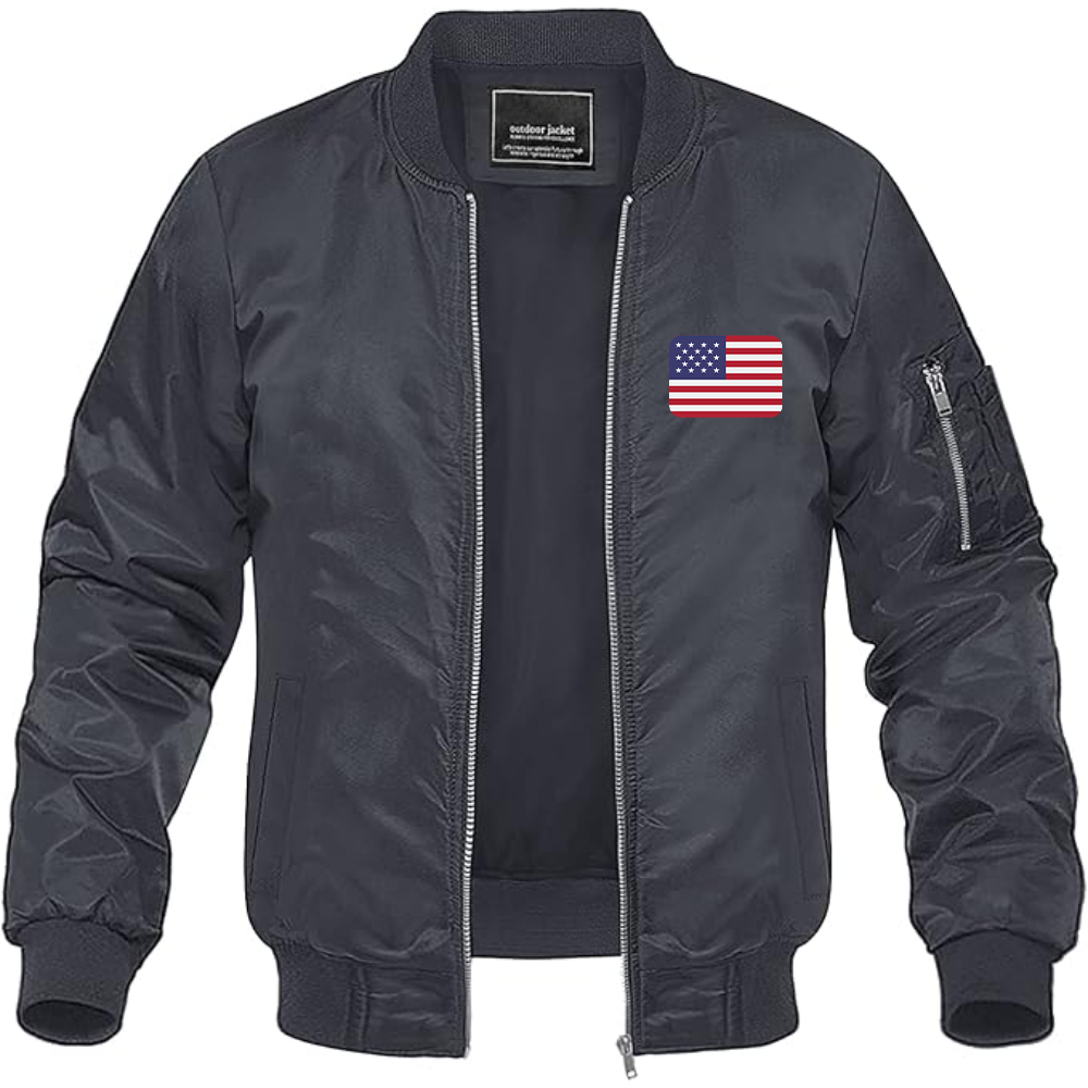 Men's American-Flag-Emoji Lightweight Bomber Jacket Windbreaker Softshell Varsity Jacket Coat