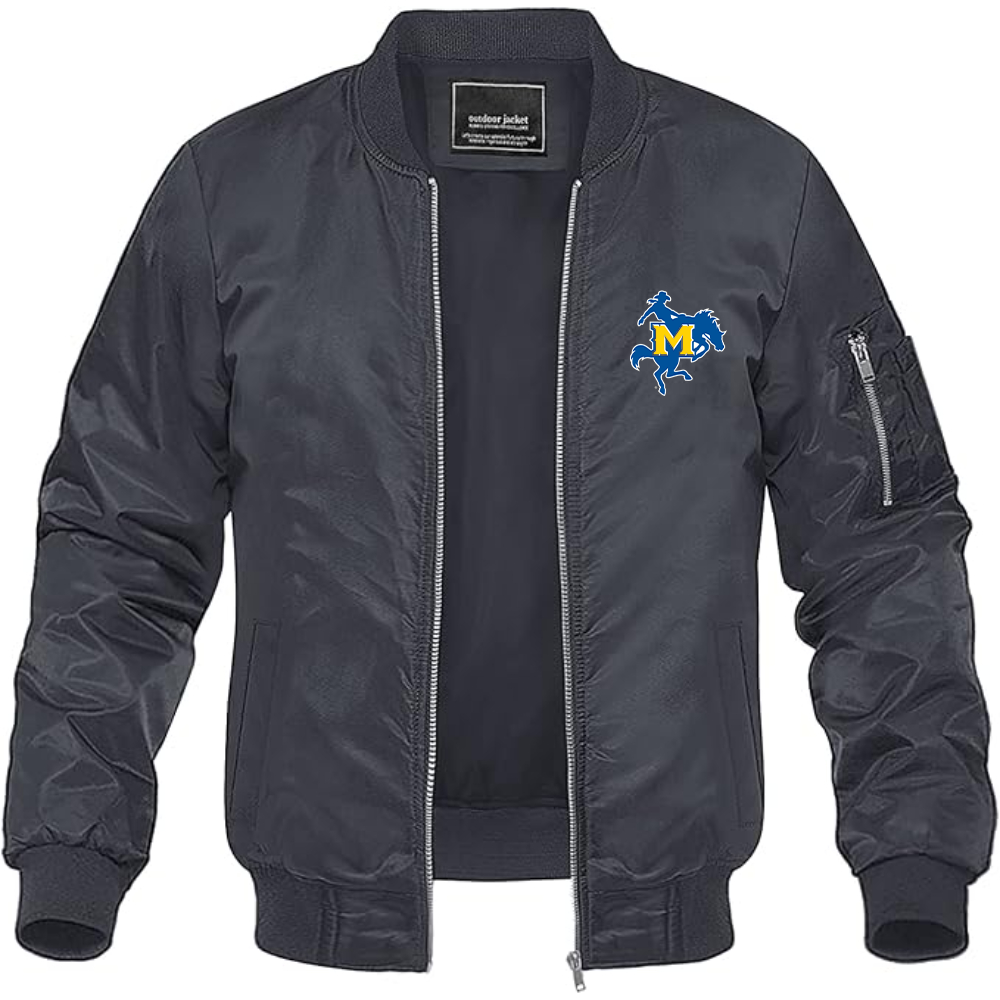 Men's McNeese State Cowboys Logo Lightweight Bomber Jacket Windbreaker Softshell Varsity Jacket Coat
