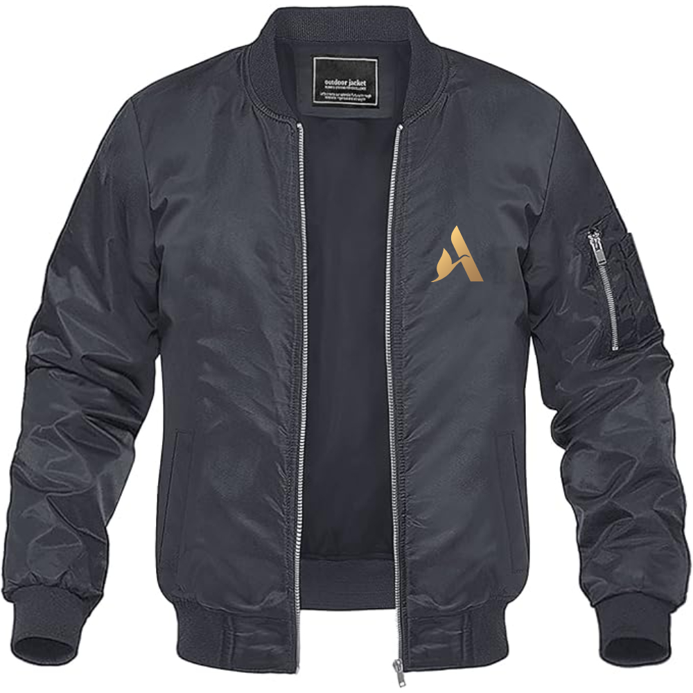 Men's Accor Golden Logo Lightweight Bomber Jacket Windbreaker Softshell Varsity Jacket Coat