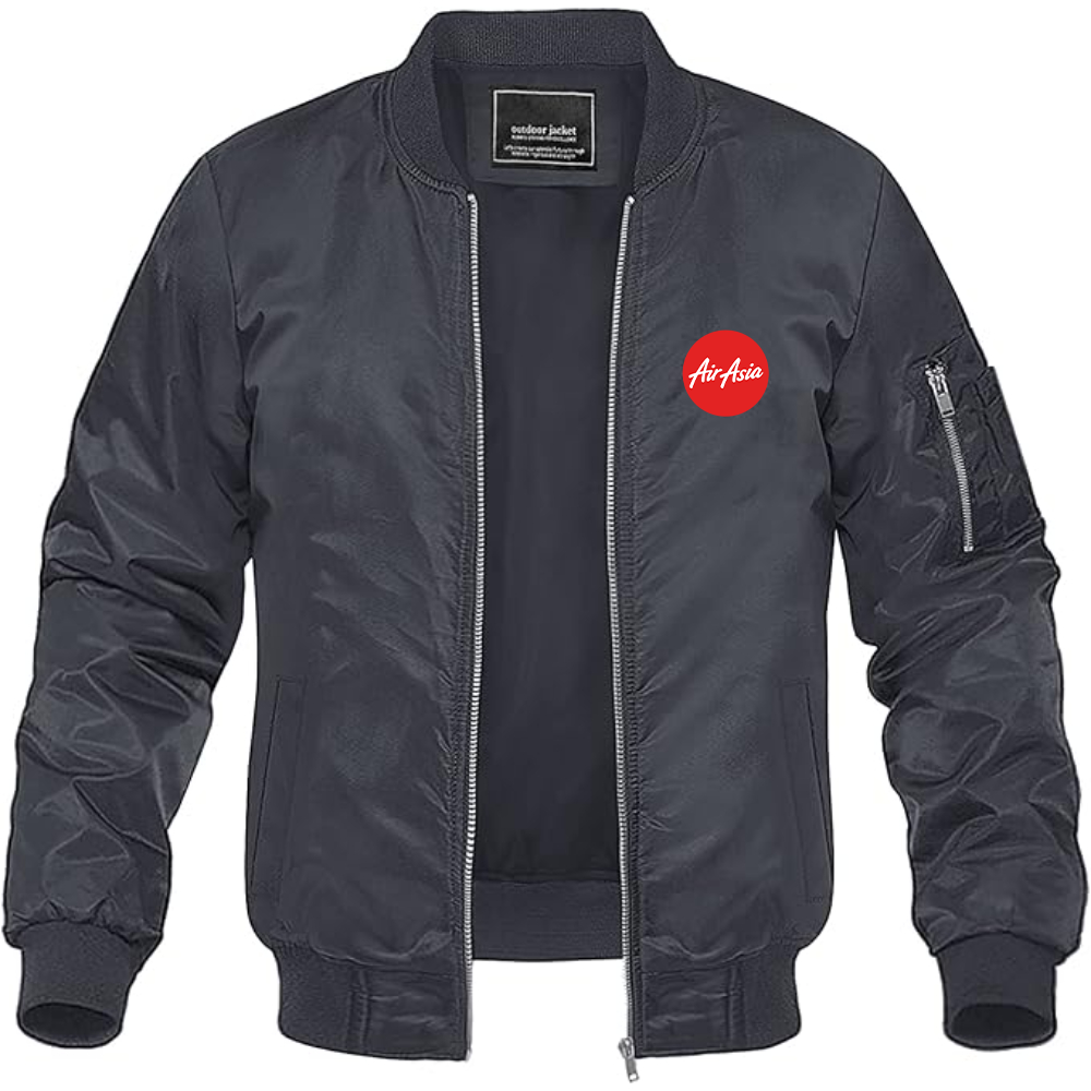 Men's Air Asia Logo Lightweight Bomber Jacket Windbreaker Softshell Varsity Jacket Coat